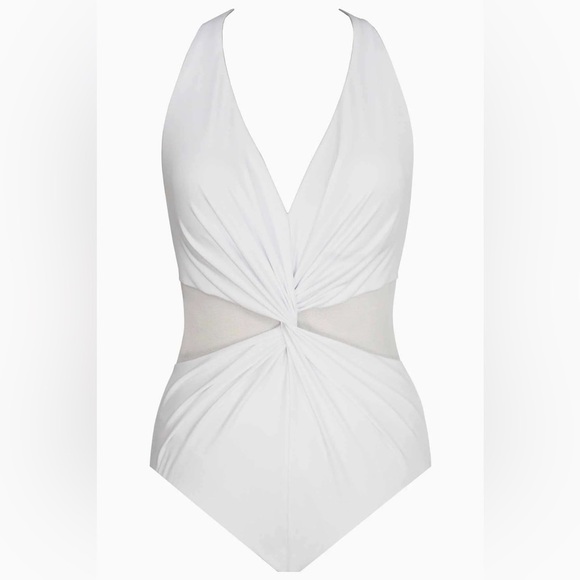 New Miraclesuit Illusionists Wrapture One Piece Swimsuit Mesh Twist White Sz 8 - Picture 14 of 14